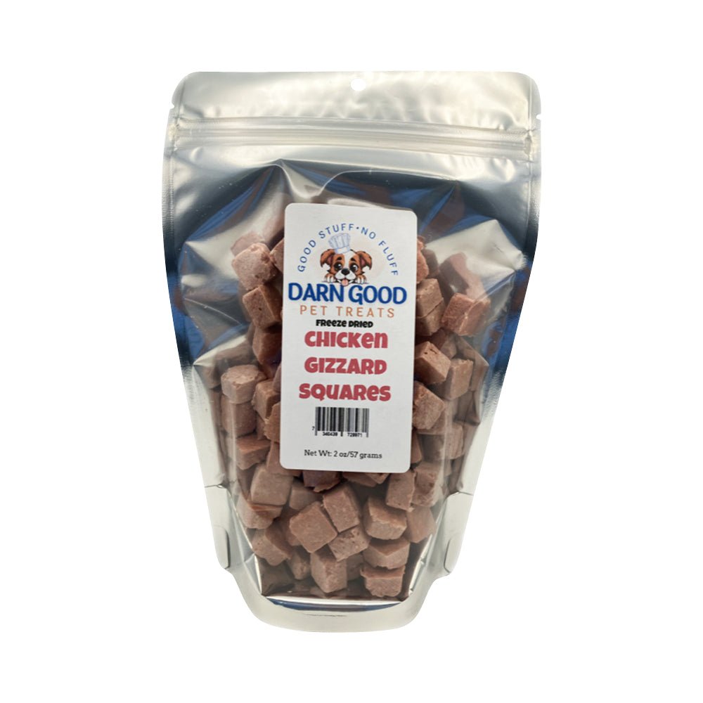 Darn Good Pet Treats Chicken Gizzard Training Treats Squares Freeze Dried - 2oz - Low Country Pet - Dog Treats - 7340439728971