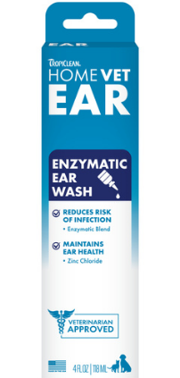 TropiClean Dog Health Homevet Ear Enzymatic Wash 4 oz
