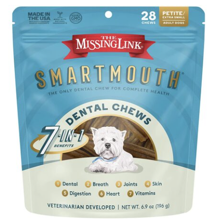 Missing Link Dog Health Smartmouth Dental Chew Petite XS 28 ct