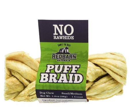 Redbarn Dog Treat Collagen Puffed Braid 6"