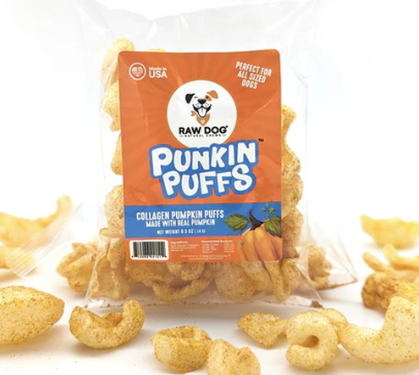 Raw Dog Treat Beef Collagen Puffs Pumpkin Flavor 0.5 oz