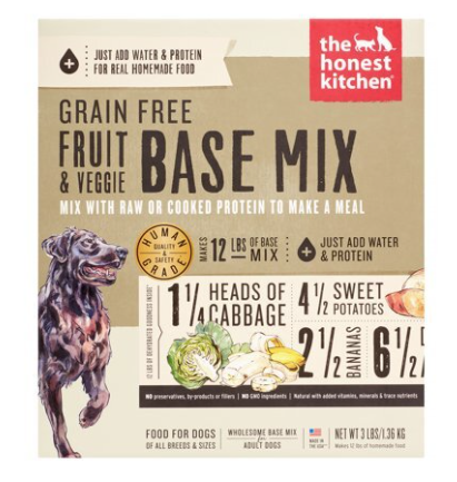 Honest Kitchen Dog Dry GF Dehydrated Base Mix Fruit & Veg 3 lb