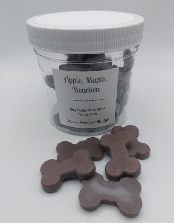 Apple Maple Bourbon Bone Shaped Wax Melt 4 oz - Low Country Pet - Wax Melt - Bone Shaped - 20012