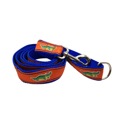 Gators on Orange Dog Collar & Leash - Low Country Pet - Dog Collar -
